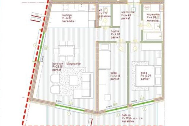 Novogradnja Poreč, trosobni stan, 84.62 m2