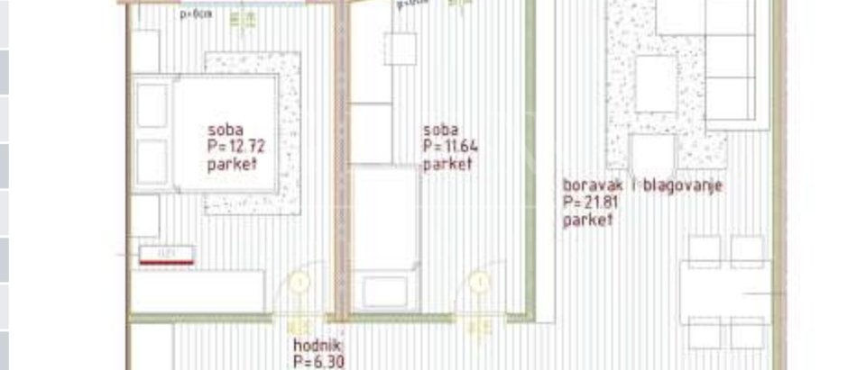 Novogradnja Poreč, trosobni stan, 83.17 m2, 1. Kat