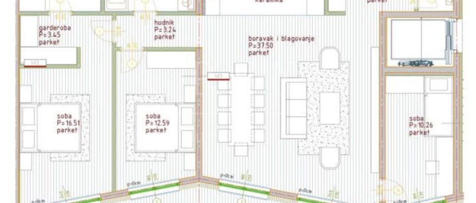 Novogradnja Poreč, četverosobni penthouse, 127.79 m2, 3. Kat