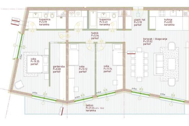 Novogradnja Poreč, četverosobni penthouse, 145.47 m2, 3. Kat