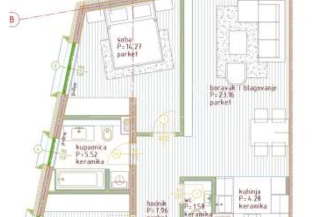 Novogradnja Poreč, trosoban stan, 81.13 m2, 3. Kat