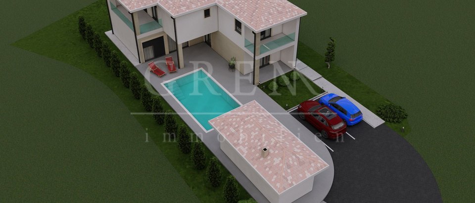 House under construction with a swimming pool 10 km from Poreč