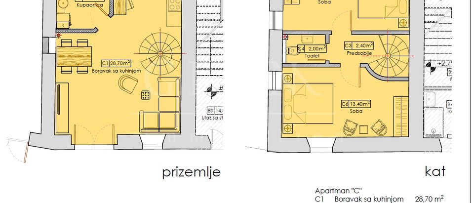 App in Steinhaus mit zwei Schlafzimmern, 65.50 m2