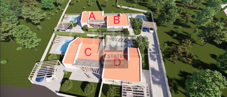 Poreč, Kaštelir, Building plot 4200m2 with conceptual project for 4 houses